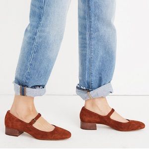 MADEWELL Delilah Mary Jane suede rust brown chunky